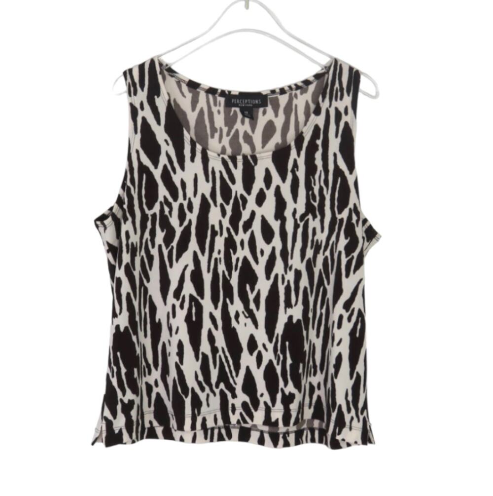 Perceptions 90s Vintage Cow Print Sleeveless Top Large Retro Casual